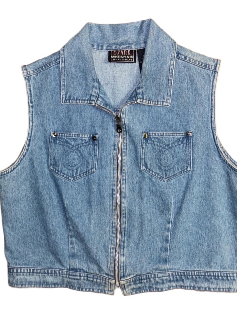 Ozark Mountain ~ Women’s Size Large ~ Blue Denim Vest with Zipper & 2 Pockets